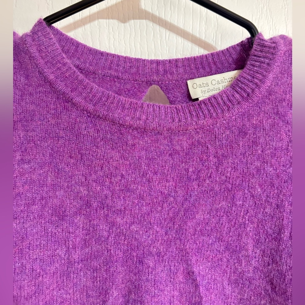 Oats by Cashmere Debra Hayburn Cashmere Open Tie Back Purple Sweater Size Small - Picture 2 of 6